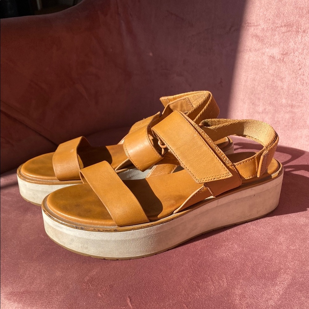 Tan Platform Sandals with Adjustable Straps